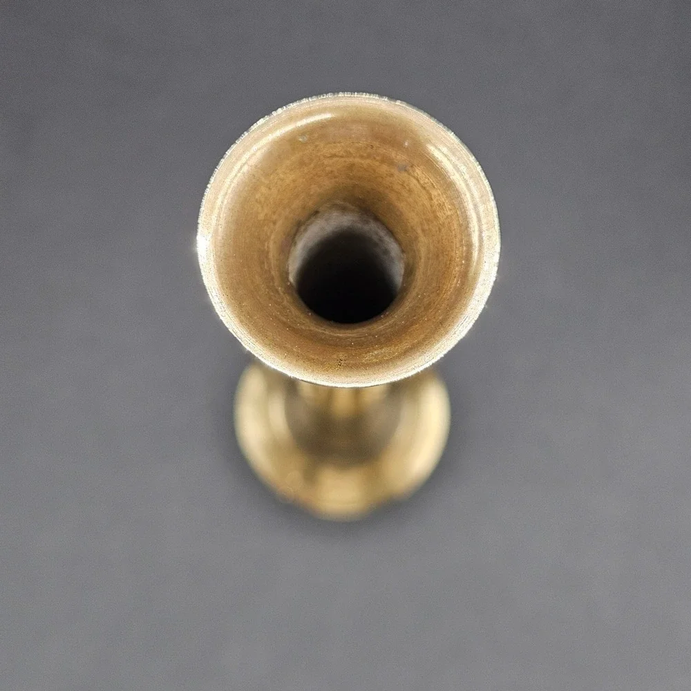 Vintage Polished Brass Bud Vase Slender 8 Inch Tall Gold Tone Minimalist Decor
